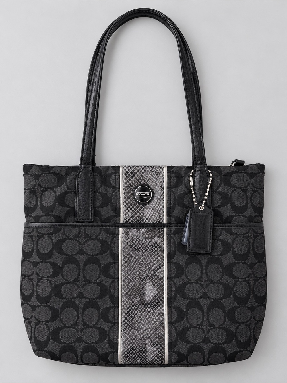 Coach Signature Stripe Python Tote Style F25706 - Picture 2 of 4